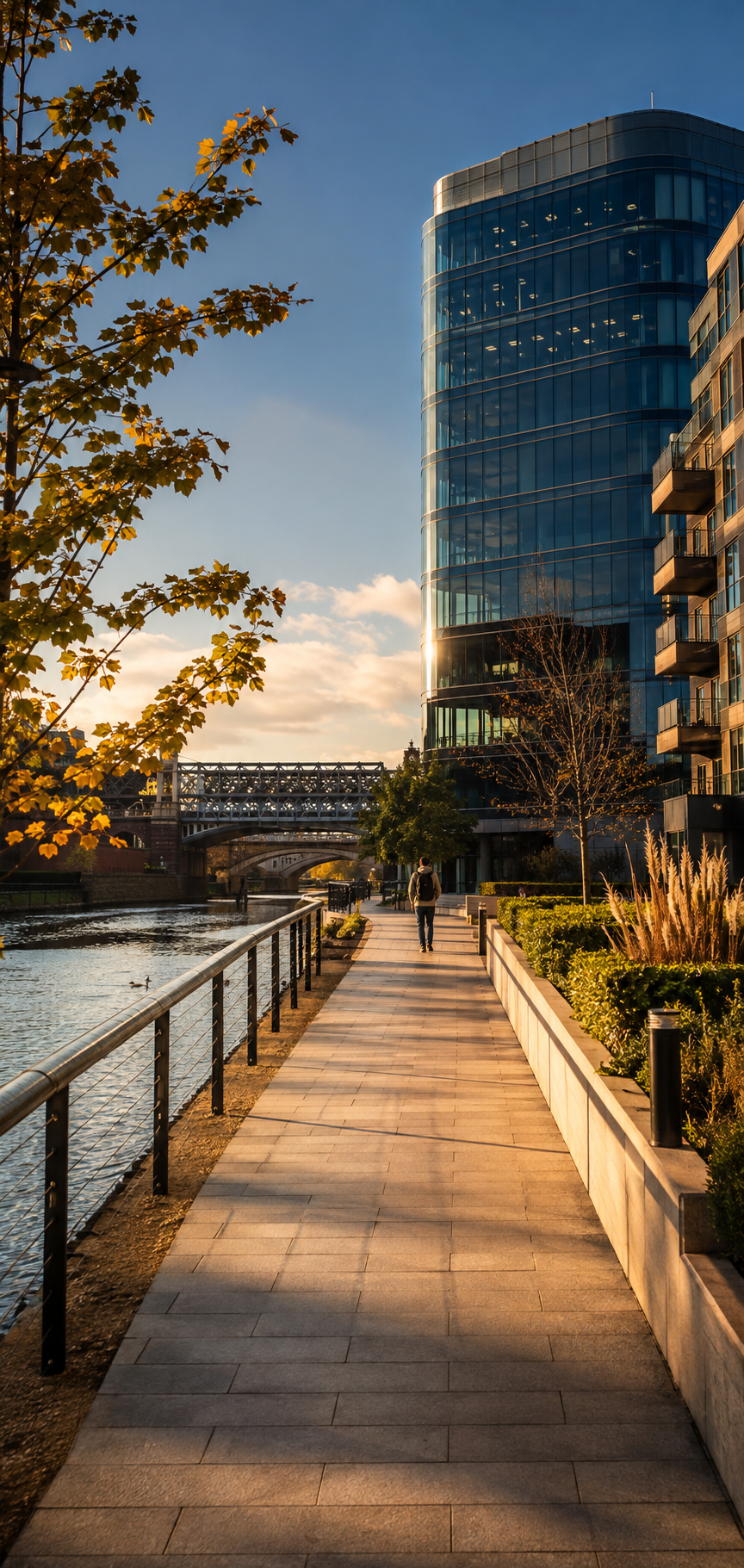 A vertical architectural path through Reading riverside.